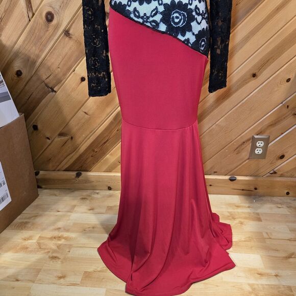 Made in‎ the USA Lace/Rayon Full Length Sexy Dress Open Back Large Stretch - Picture 6 of 15